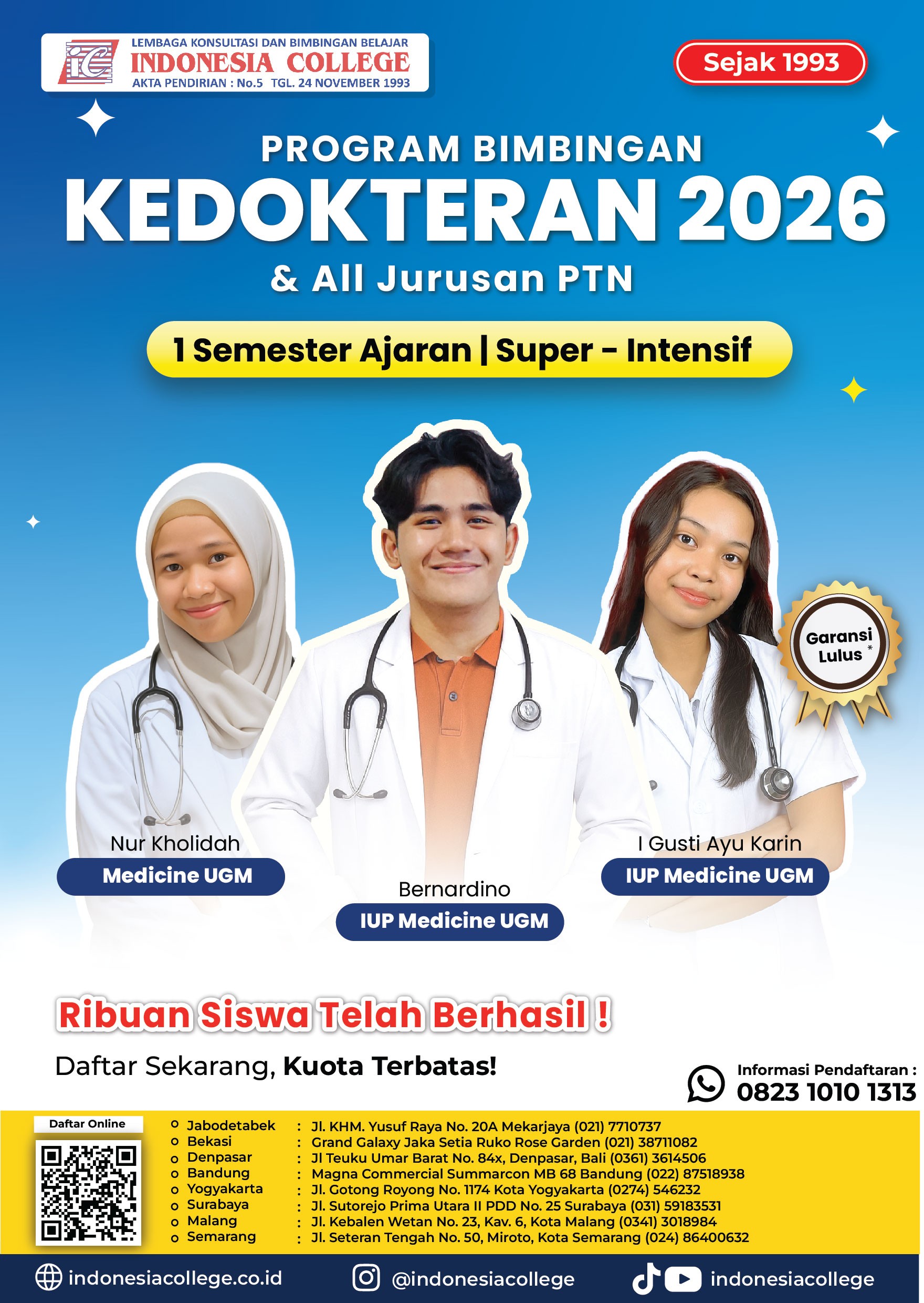Brosur Bimbel Kedokteran 2026 - Akselerasi & Sprint