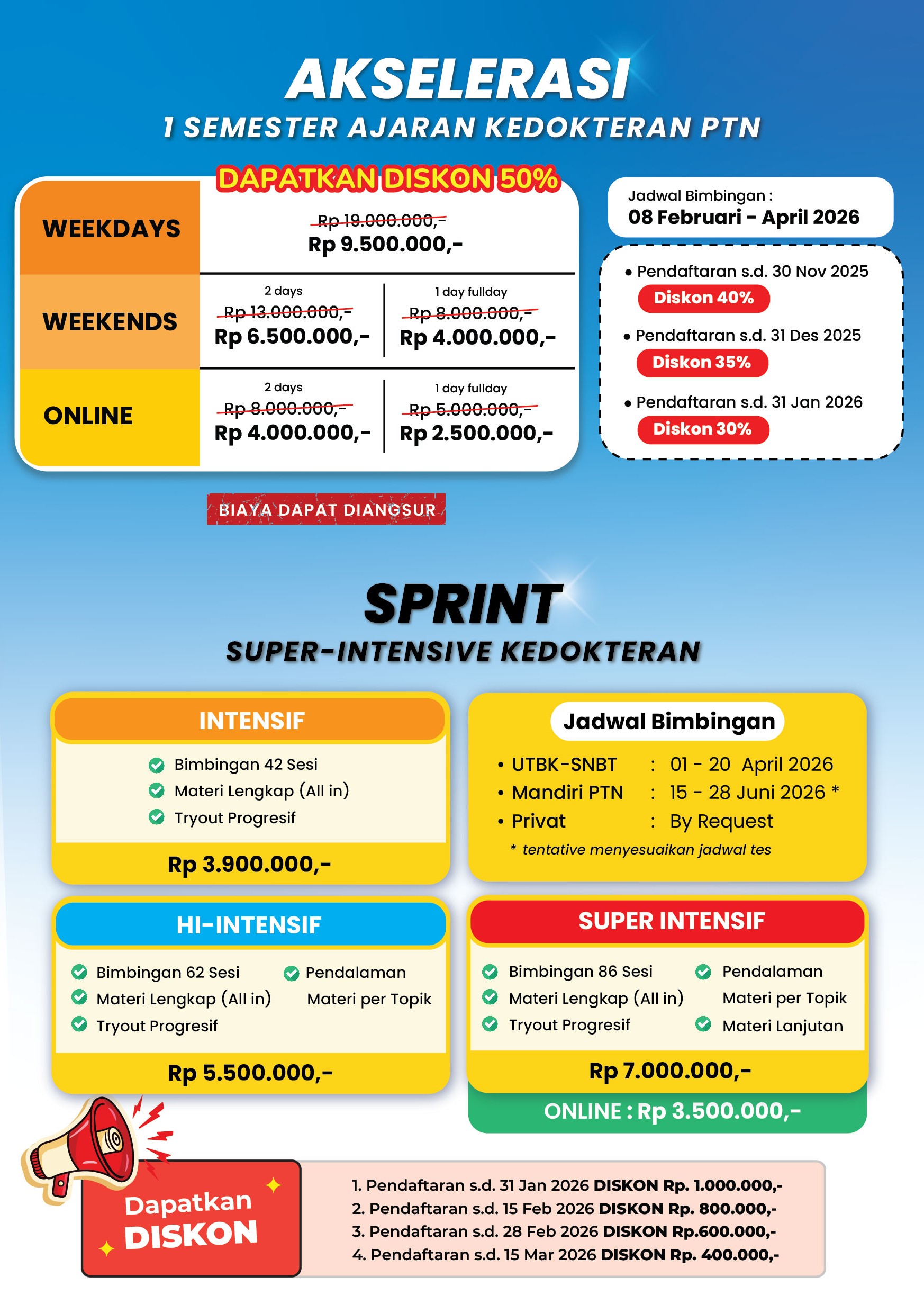 Brosur Bimbel Kedokteran 2026 - Akselerasi & Sprint