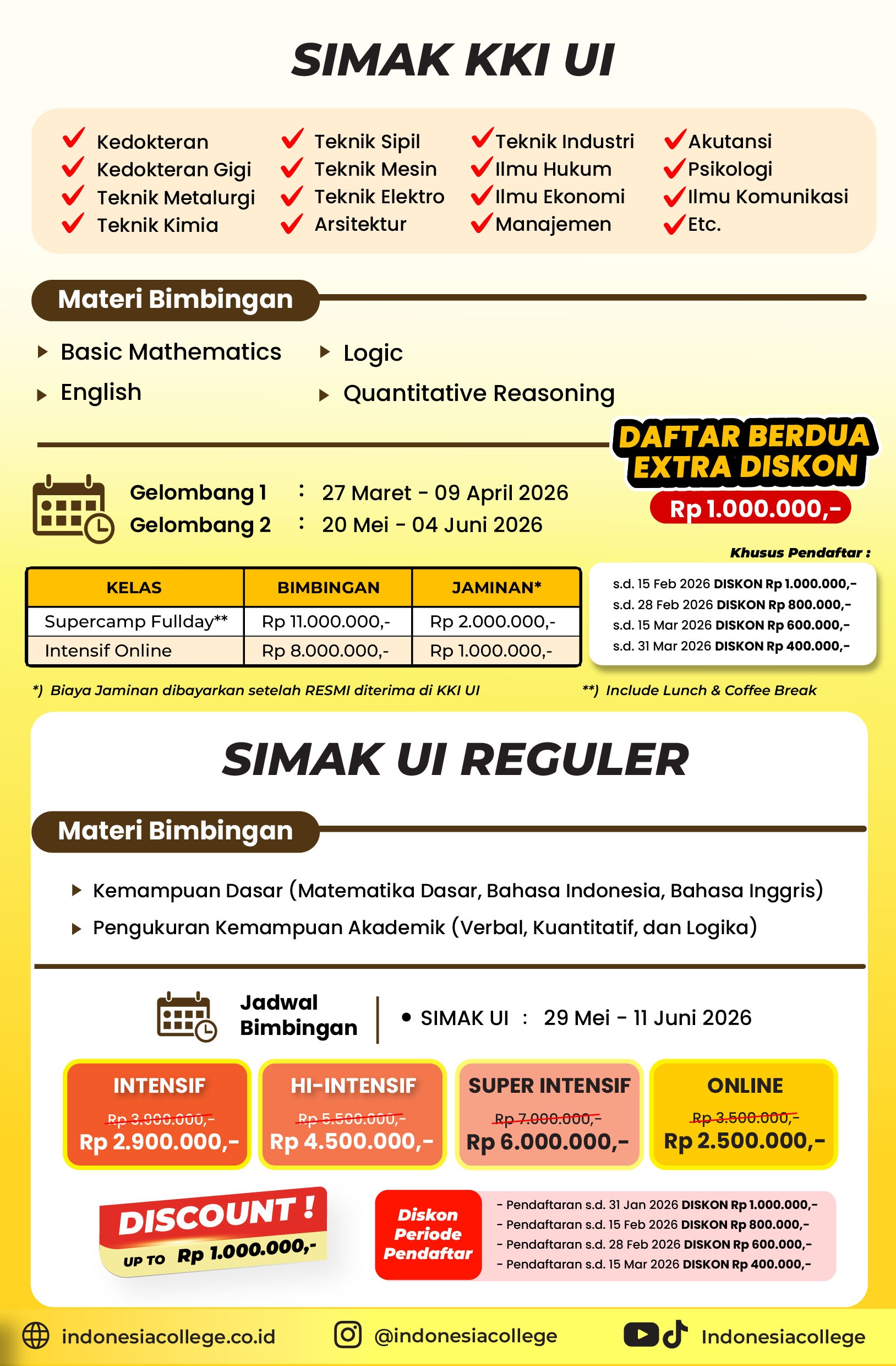 Bimbel SIMAK UI 2026 - Reguler & Kelas Internasional UI 